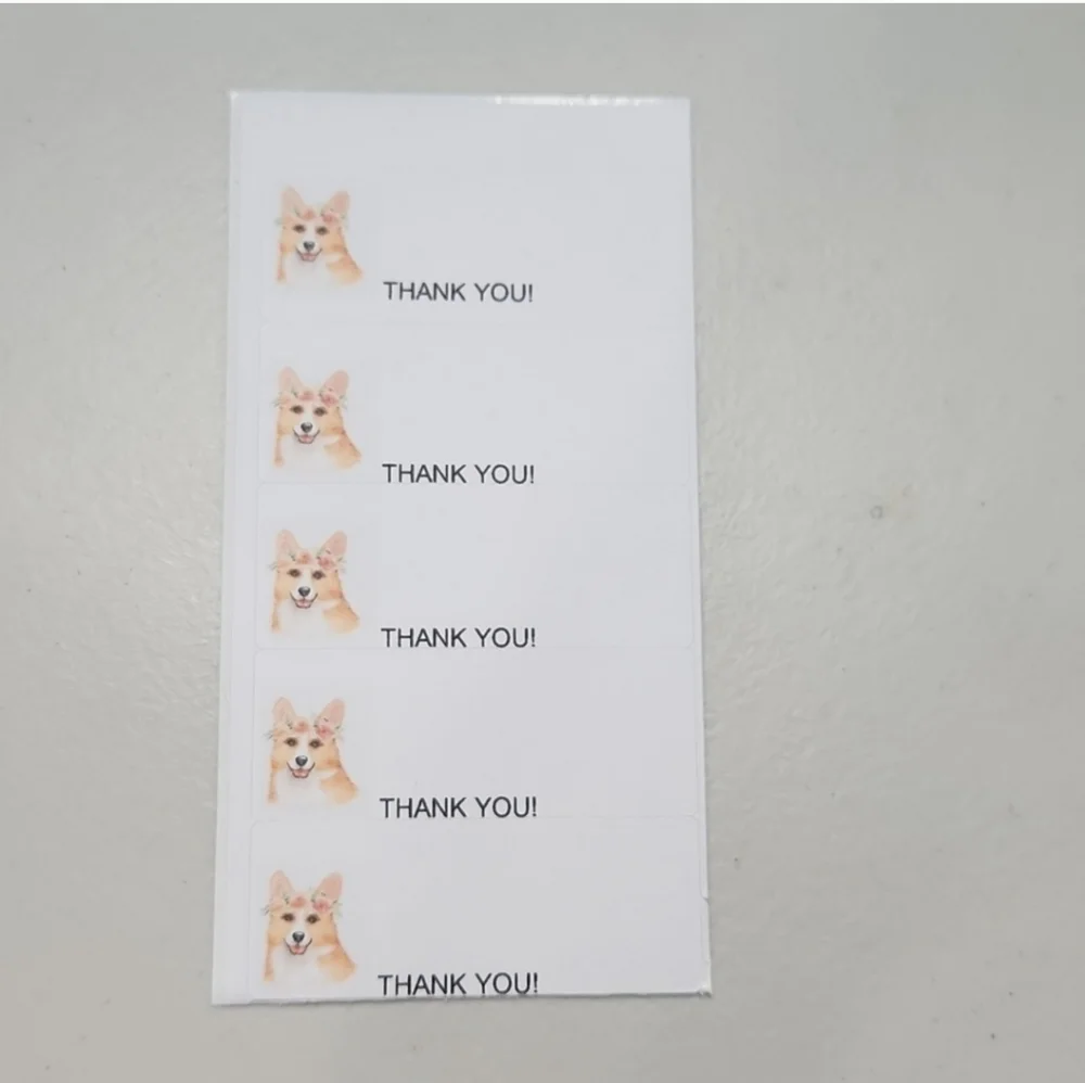 Puppy W/Floral Crowns Business Thank You Cards 50pk & 100 Thank You Stickers